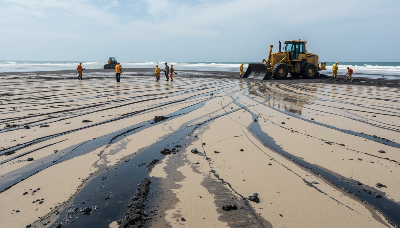 Особенности сбора мазута с песчаного побережья